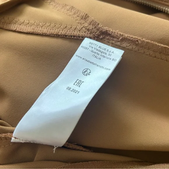 Elisabetta Franchi Abito Donna camel tan bodycon midi dress 40 EU or 6 usa - Picture 7 of 10